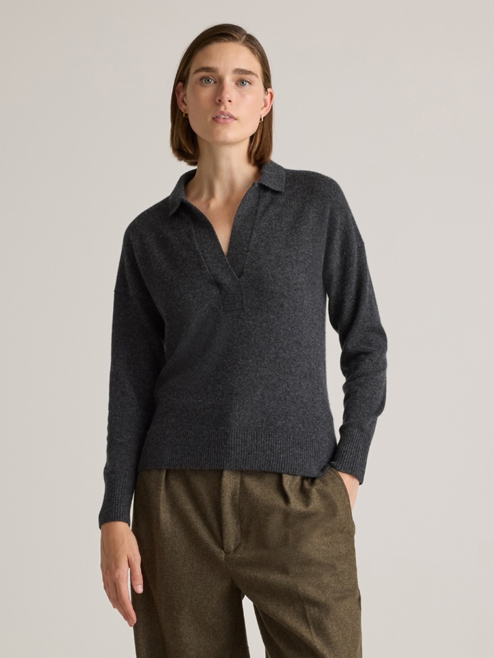 Quince Mongolian Cashmere Polo Sweater